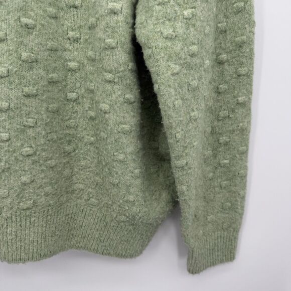 H&M Light Green Fuzzy Crewneck Sweater Acrylic Wool Blend Size Small - Picture 8 of 8